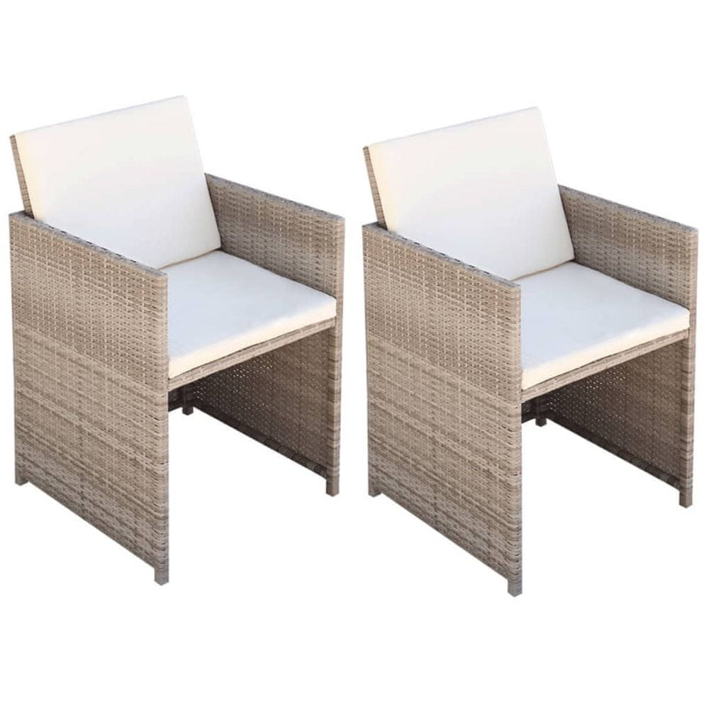 Vidaxl Záhradné stoličky 2 ks, podložky a vankúše, polyratan, béžové